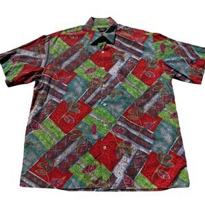 Vintage Riscato Portofino Men's Shirt L Made In Italy Abstract Print Button Up